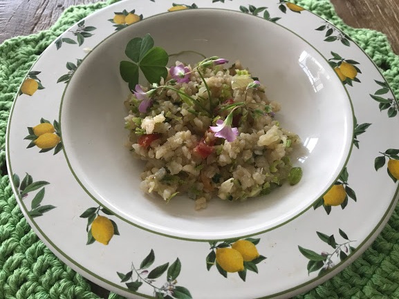 Risoto de limão e algas gracilária